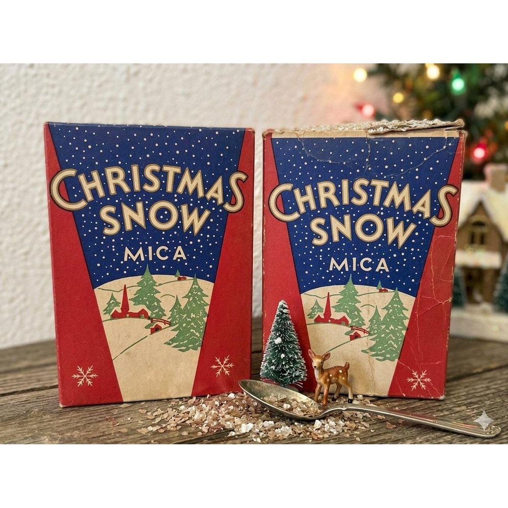 Vintage 1940s Mica Christmas Snow Flakes 1 NOS 1 Mostly Full Winter Table Decor
